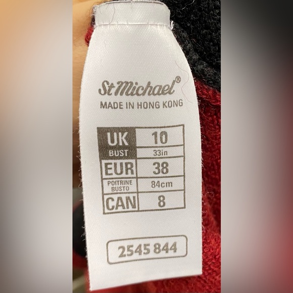Vintage St Michael Red Patterned Size 10 Jumper Sweater Pullover Wool - Picture 5 of 6